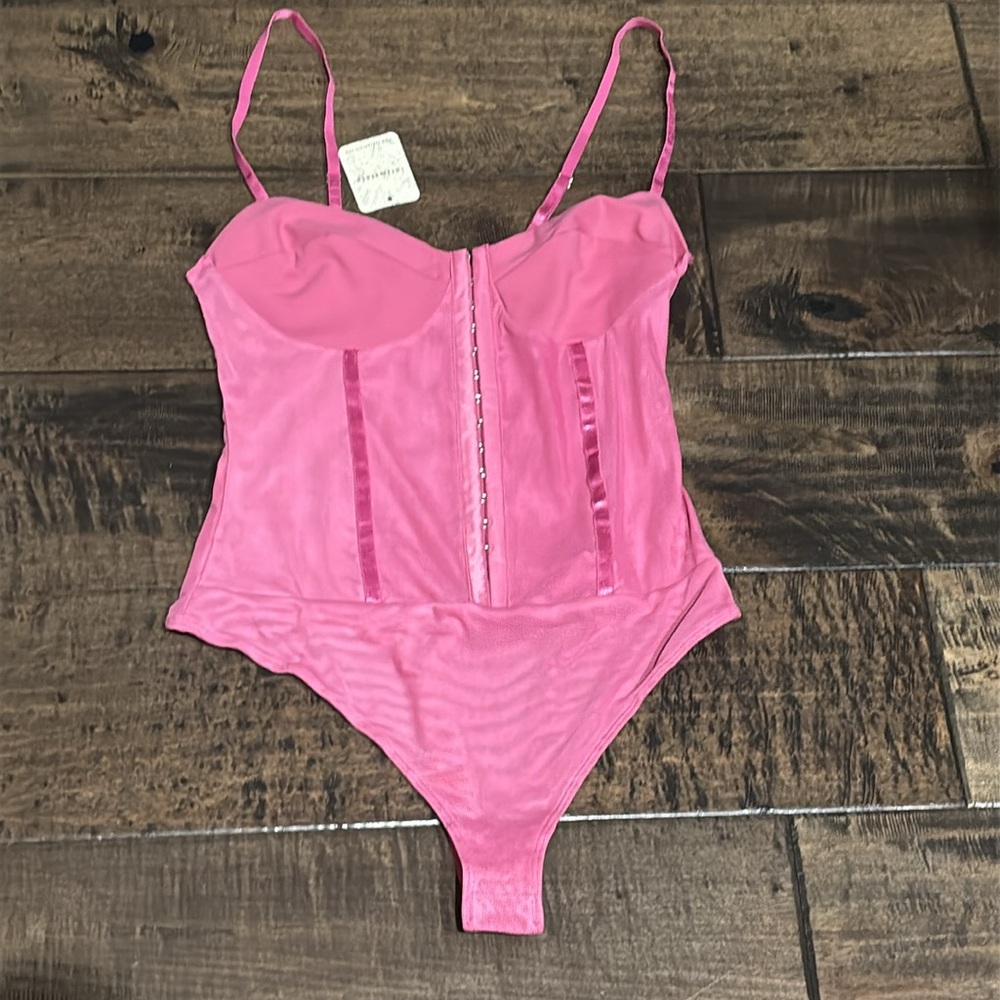 Free People Intimately Corset Pink Bodysuit, Small NWOT